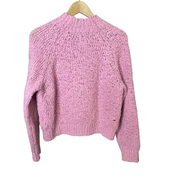 Maeve | Pink Chunky Knit Sweater | Wool Blend | Mock Neck | Size M - Picture 4 of 8